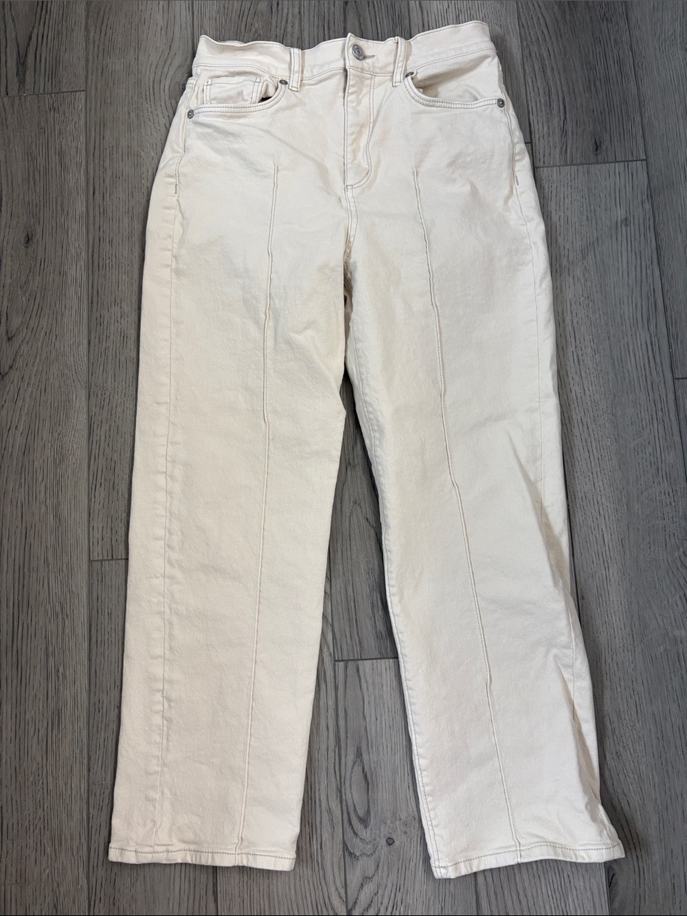 LOFT Cream Straight-Leg Jeans
